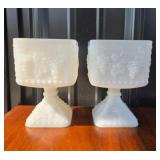 Milk Glass Goblets with Grape Motif