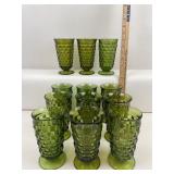 Cubist Avocado Pedestal Drinking Glasses