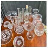 Glass Bowls, Vases, Plates, Candleholders