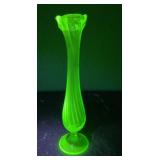 Green Uranium Glass Bud Vase