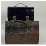 Metal Lunchboxes, Black Metal And Rusted Tin