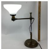 Brass Adjustable Table Lamp With Frosted Glass Sha