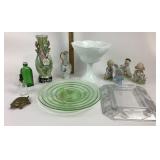 Glassware, Homco Porcelain Figurines, Brass Turtle