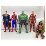 Action Figures: Superman, Spiderman, Hulk, Iron Ma