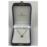 Gold Necklace With Dark Green Gemstone Pendant