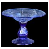Blue Glass Pedestal Compote Dish