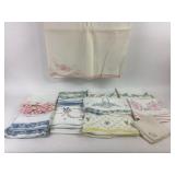 Embroidered Linen Tablecloth, Pillowcases