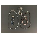 (2) .925 Sterling Silver LFK beaded necklaces