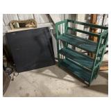 Green folding shelf, card table