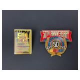 Indy 500 May 27 1990 Champion Pin & 50th