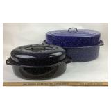 Blue, Black Enamel Roasting Pans