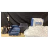 Lamp With Shade, Mattress Pads, Basket, Stool
