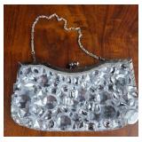Silver Rhinestone Evening Clutch Bag