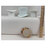 Milk Glass Hobnail, Geometric Top Hats, Porcelain