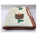 Tulip Applique Hand-Stitched Quilt 61"x71"
