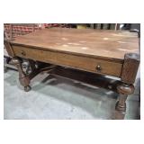 Walnut Table With Chunky Turned Legs & One