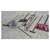 Shovels, Rakes, Push Broom, Pry Bar, Cultivator &