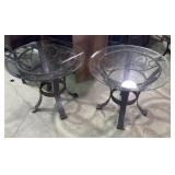 2 circle glass tables Metal frame