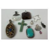Pendant Group incl. Sterling, Turquoise, Jade, MOP