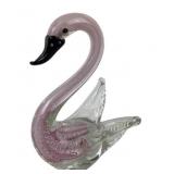 Murano Style Hand Blown Art Glass Swan