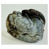 Antique Chinese Grey and Russet Jade Pebble Goose