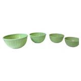 Set of 4 Fire King  Jadeite Swirl Mixing Bowls