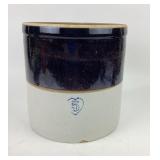 Crï¿½me and Dark Brown Colored Stoneware Crock