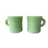 (2) Fire King Jadeite Restaurant Ware C- Handle Mu