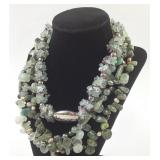 (2) Green Stone and Sterling Necklaces