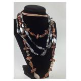 (3) Necklaces with Sterling Closures - Pearl, AB