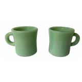 (2) Fire King Jadeite Restaurant Ware C- Handle Mu