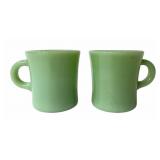 (2) Fire King Jadeite C-Handle Mugs- Regular Size