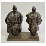 Antique Japanese Noh Takasago Couple Bronze