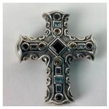 .925 Sterling Silver Barse Cross Pendant