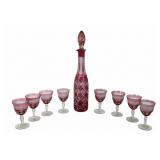 Victorian Era Bohemian Cranberry Cut to Clear