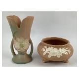 Weller 'Wild Rose' Flared Vase and Cameo Footed