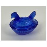 Mini Cobalt Glass Hen on Nest