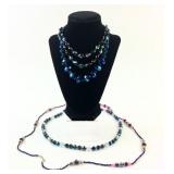 (4) Iridescent AB Crystal Bead Necklaces