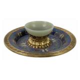 Antique Chinese Carved Jade Bowl on Gilt Bronze
