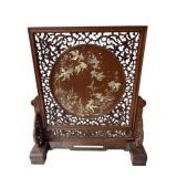 Antique Chinese Carved Rosewood Table Screen