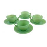(4) Fire King Jadeite Jane Ray Cup and Saucer Sets