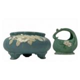 Weller Basket Vase and Planter Bowl