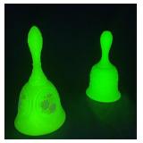 (2) Fenton Uranium Custard Glass Bells