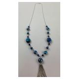 Sterling and Blue AB Crystal Necklace