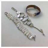(3) Pearl / MOP and Sterling Bracelets