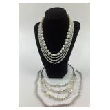 (4) Fresh Water Pearl Necklaces with Sterling Clos