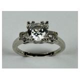 10K White Gold Ring with Simulated Stones, size 5