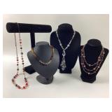 (4) Crystal Bead Necklaces