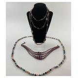 (3) Necklaces, Semi-Precious Stones and Amethyst C