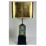 Art Deco French Champleve Enameled Table Lamp